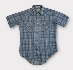 Camisa a Presión Wrangler Perla De Colección Para Mujer Talla 16 Azul A Cuadros Manga Corta Western - Imagen 1 de 9