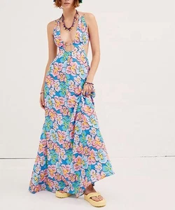 For Love & Lemons Dress Women’s Medium Yasmin Open-Back Floral Maxi Sexy Cut Out - Picture 1 of 11