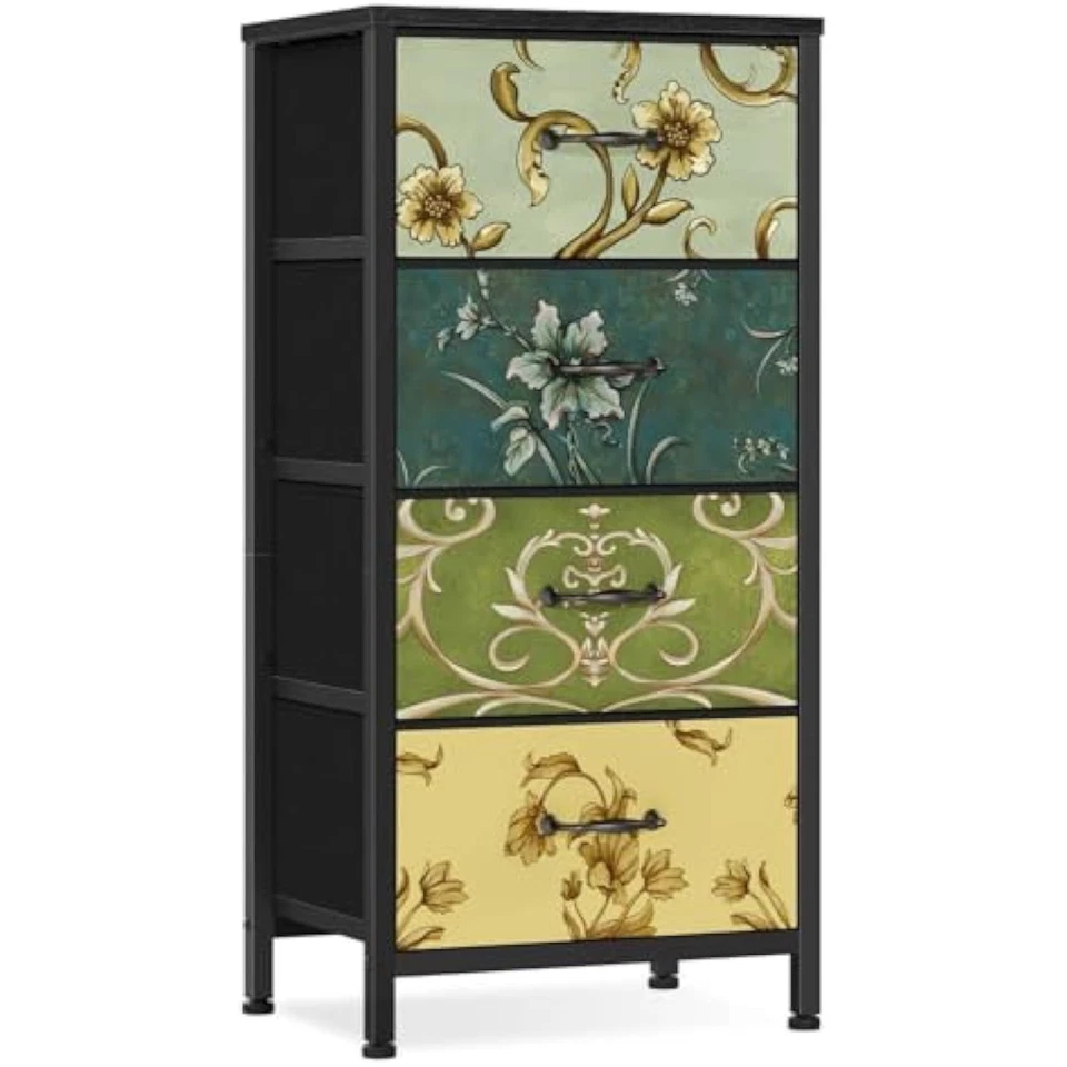 4 drawer dresser, vertical nightstand for kids, adult, fabric chest of - Image 1 of 1