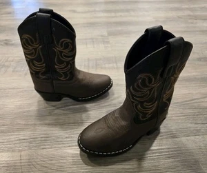Smoky Mountain Leather Cowboy Boots Toddler 10 Regular Brown Black Embroidered - Picture 1 of 15