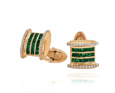 Brazalete Esmeralda Oro Amarillo 14k Diamante Redondo Natural Certificado 1.32ct Hombre"S Foto 1 de 3