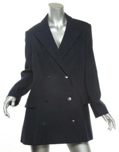 Christian Dior marineblau Nadelstreifen zweireihige Jacke Mantel US10 FR42 NEU - Bild 1 von 4