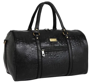 Black Textured Leatherette Stylish & Spacious Weekender Duffle Bag for Travel - Bild 1 von 7