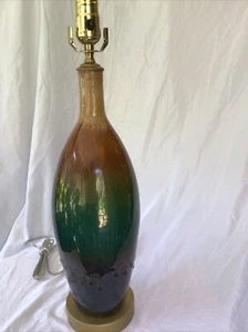 Ceramic Drip glazed Multicolor Amber, Green , Brown 19’’ Total Height - Picture 1 of 11