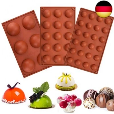 RMENOOR Backform Halbkugel 3 Stück Rund Silikonform Pralinenform Kugel Flexible - Bild 1 von 4