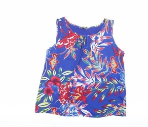 BHS Womens Blue Floral Viscose BlendCamisole Blouse Size 16 - Picture 1 of 10