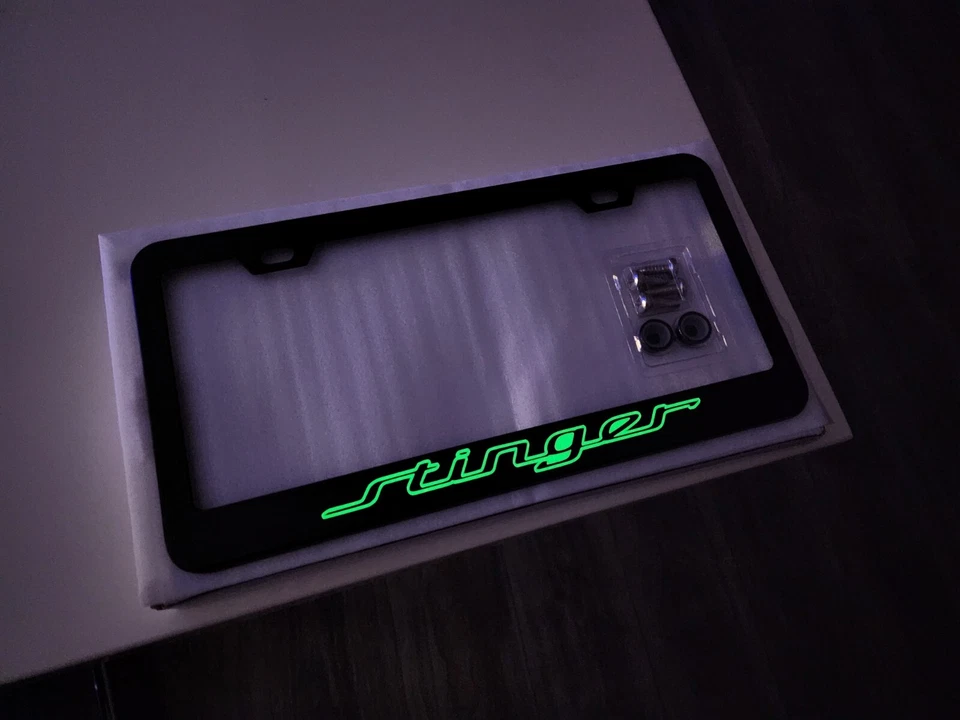 GLOWING Stinger / GT Real Black Stainless Steel  License Plate Frame - Image 1 of 4