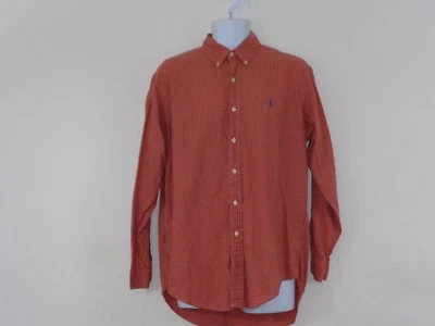 Med Polo Ralph Lauren классический крой оранжевый клетку коротким рукавом кнопка спереди рубашка - Изображение 1 из 4