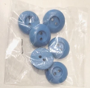 NEU ~ Vintage 80er Jahre ~ (6) blaue Holzknöpfe ~ 2 Löcher 3/4 Zoll - Bild 1 von 2