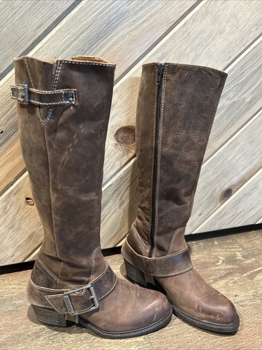 STIVALE DA EQUITAZIONE UGG PELLE MARRONE REGOLABILE CINTURINO SUPERIORE PUNTO CORDA IMBRACATURA US 6