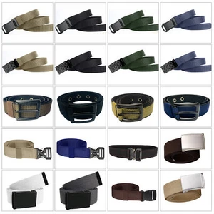 Mens Canvas Web Military Belt Outdoor Tactical Buckle Belts Unisex Waistband - Picture 1 of 68