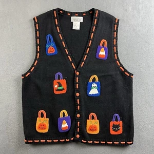 Chaleco Suéter Vintage Halloween XL Gatos Otoño Calabazas Fantasmas Truco o Trato 3D - Imagen 1 de 11
