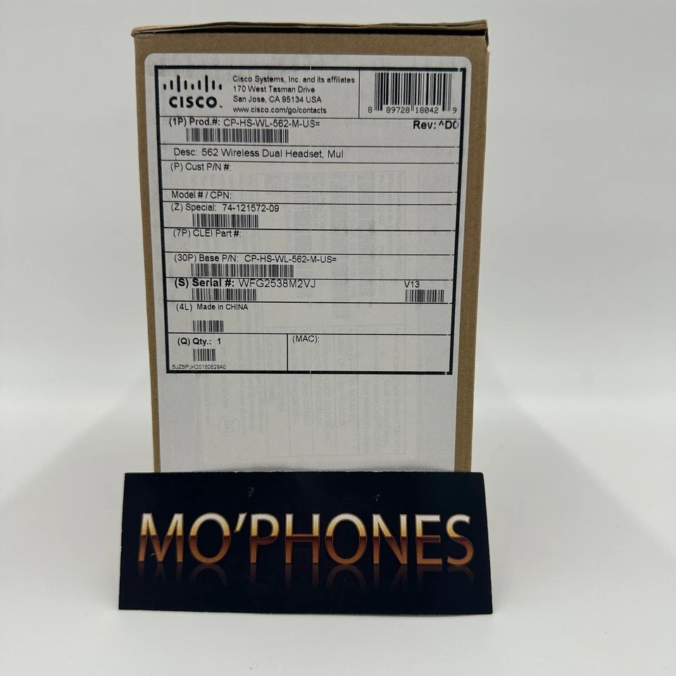 Cisco 562 Wireless Headset with Multi Mode Base - CP-HS-WL-562-M-US - Image 1 of 1