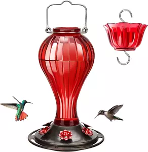 Hummingbird Feeder 24 Oz with 6 Ports and Ant Moat for Garden Decor Red - Picture 1 of 6