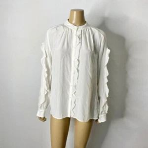 Blusa de China BA&SH para mujer talla grande con volantes recortados seda crepe crepe - Imagen 1 de 12