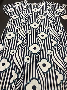 Lularoe Maria Kleid 🦄 Einhorn blau weiß wellig gestreift 2XL/2X 22/24 20/22 Maxi - Bild 1 von 10