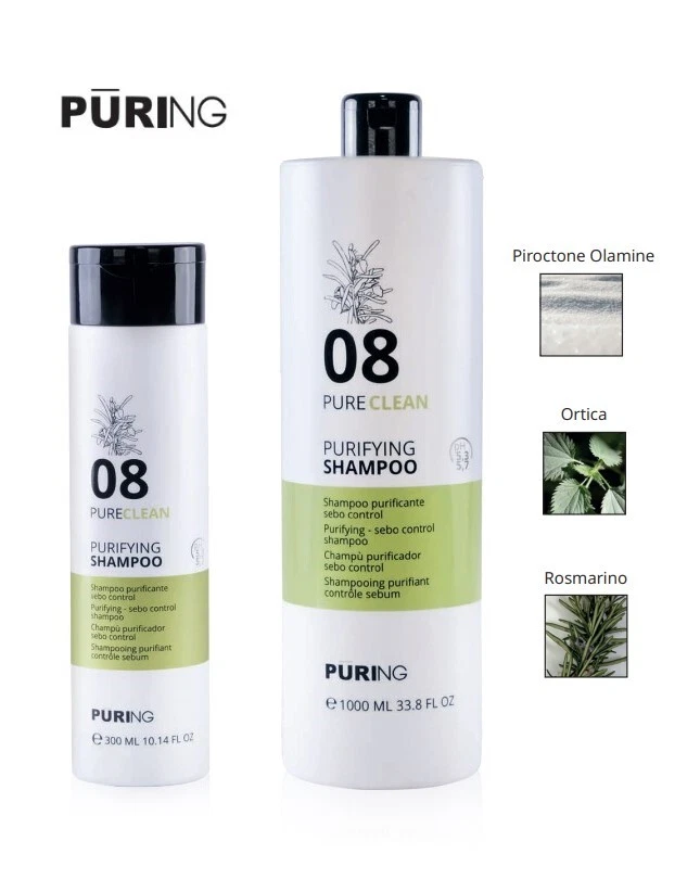 PURING MAXIMA Puring 08 Pureclean Purifying Shampoo Purificante Sebo Control 1000ml