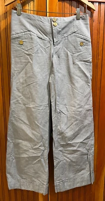 Anthropologie Elevenses Linen Trousers Women's Size 0 Gray Wide Leg Pants Career - Image 1 of 4