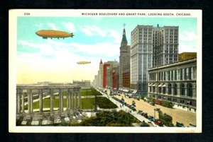 #237l Michigan Blvd. & Grant Street, South Chicago TWO BLIMPS FLYING unbenutzt - Bild 1 von 2