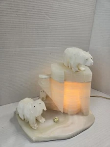 Lámpara de osix polar vintage blanca de ónix escritorio luz nocturna decoración de guardería Navidad - Imagen 1 de 22