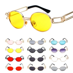 Vintage Oval Sunglasses for Women Men Hippie Cool Retro Metal Frame Sun Glasses - Picture 1 of 30