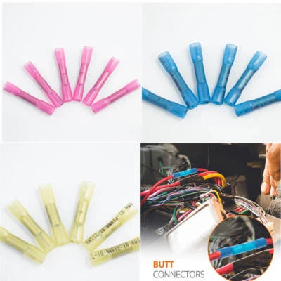 MIX Heat Shrink Butt Wire Connectors Crimp Terminals AWG 22-10 Gauge 130Pcs - Image 1 of 4