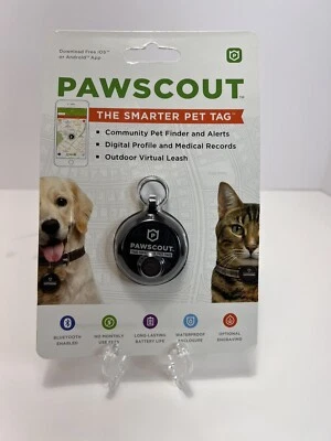 Pawscout The Smarter Pet Tag Community Pet Finder & Alerts Bluetooth Black NEW - Image 1 of 4