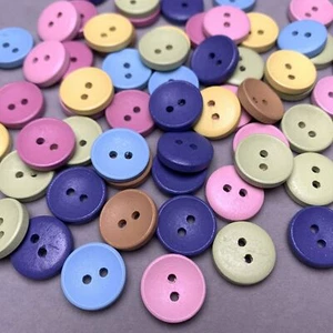 100pcs Round multicolour Wooden Buttons Fit Sewing Scrapbooking 2 Holes 15mm - Picture 1 of 6