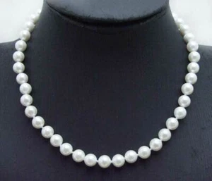 8mm Round Luster White Sea Shell Pearl Necklace for Women Chokers 17" Jewelry - Picture 1 of 12