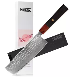 Qulajoy 8 Inch Chef Knife - Japanese Damascus VG-10 Super Steel Hammered Kitchen - Picture 1 of 14