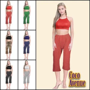 Pantalones cortos de verano con culottes de pierna ancha estampados Palazzo de 3/4 de largo para dama - Imagen 1 de 7