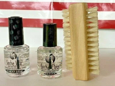 SECHE VITE CLEAR BASE & FAST DRY TOP COAT .5 FL OZ & NAIL BRUSH - Изображение 1 из 2