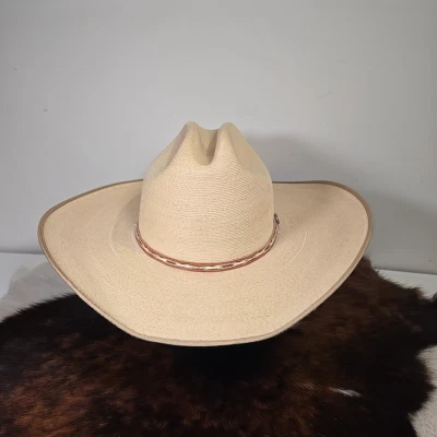 Atwood Marfa 7-1/4 Cowboy Hat Palm Leaf 15X Long Oval with Leather Hat Band - Image 1 of 4
