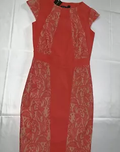 Dorothy Perkins Dress Peach Orange Lace UK 8 US 4 New NWT $125 NEW Fitted - Picture 1 of 6