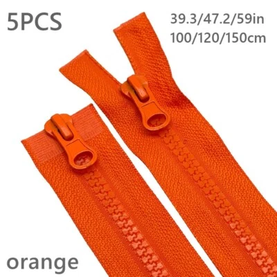 5 PIEZAS 5# 100/120/150 cm Cremallera de resina de doble cara Extremo abierto para suministros de costura Foto 1 de 4
