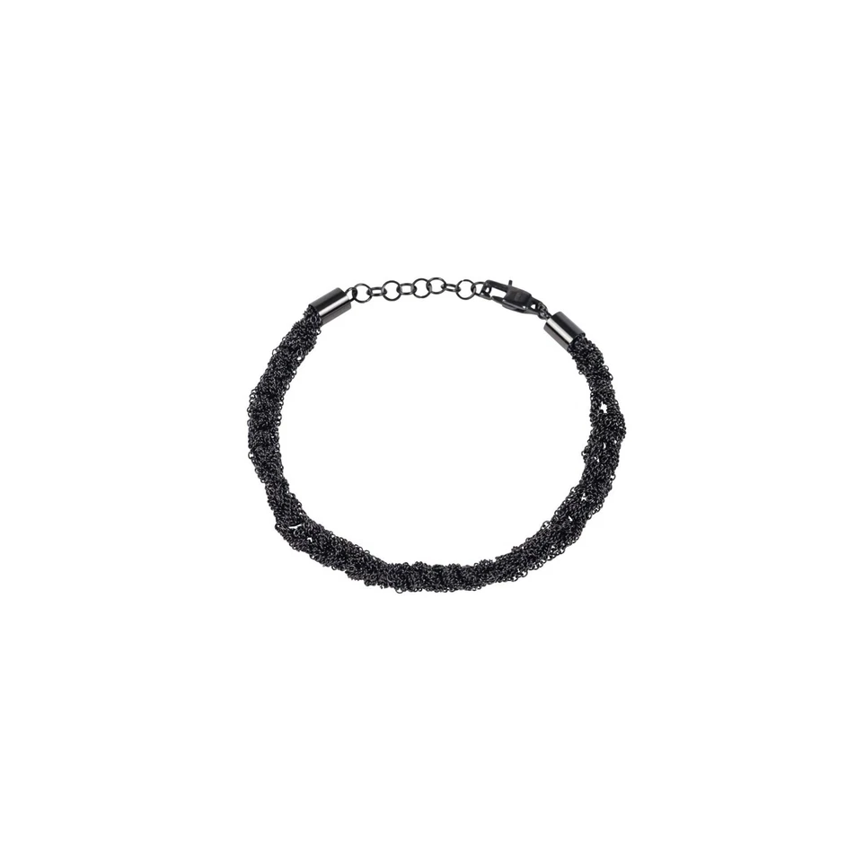 Brazalete de cadena entrelazada de acero negro EMPORIO ARMANI Jewels 240$ Foto 1 de 2