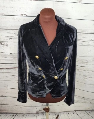 Rachel & Zoe Black Velvet Double Breasted Blazer Coat Jacket - Image 1 of 4