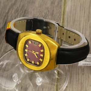 LUCH 1814 mechanical women's ladies gold plated USSR Soviet wristwatch date - Picture 1 of 10