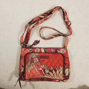 Vera Bradley Little Hipster Adjustable Crossbody Bag Purse Red Floral Quilted - Picture 1 of 8