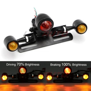 Universal Rear Running Brake Light License Plate Turn Signal Tail Lamp w/ Holder - Picture 1 of 10