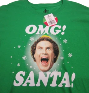 Elf Movie "OMG Santa?" T-Shirt LRG Holiday Festive NEW NWT Green - Picture 1 of 6
