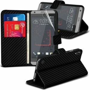 Funda protectora tipo billetera de cuero negro fibra de carbono con ranura para tarjetas billetera teléfono de calidad - Imagen 1 de 1