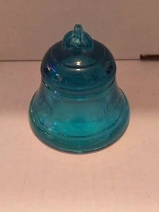 Blue Telephone Pioneers of America Glass Bell Paperweight - Picture 1 of 3