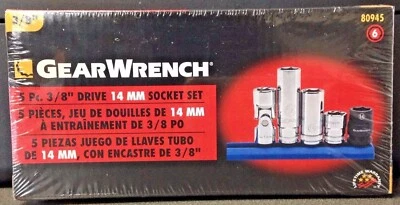 GearWrench 80945 5 Piece 3/8" Drive 6 Point 14mm Socket Set
