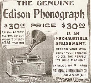 FONÓGRAFO EDISON genuino risas charlas canta música antiguo anuncio impreso de 1898 - Imagen 1 de 2