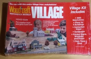 Vintage Woodcraft Matchstick Models HO/OO Scale Village Kit 6 Buildings NOS - Picture 1 of 2