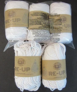 5 Lion Brand RE-UP 100 % recyceltes Baumwollgarn WEISS 2,5 Unzen je gleiche Farbe Posten - Bild 1 von 7