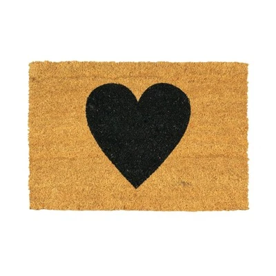 Coir Fußmatte Natur Kokosnuss Outdoor Willkommen Matten 60 x 40cm Black Heart - Bild 1 von 4