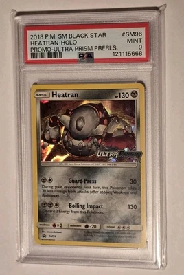 2018 Pokemon S&M Ultra Prism Prerelease Black Star Promo Heatran Holo SM96 PSA 9 - Image 1 of 2