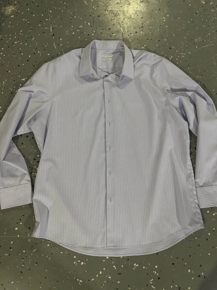 J.M. Camisa de vestir ajustada a rayas moradas Haggar para hombre 17-17,5 34/35 Foto 1 de 2